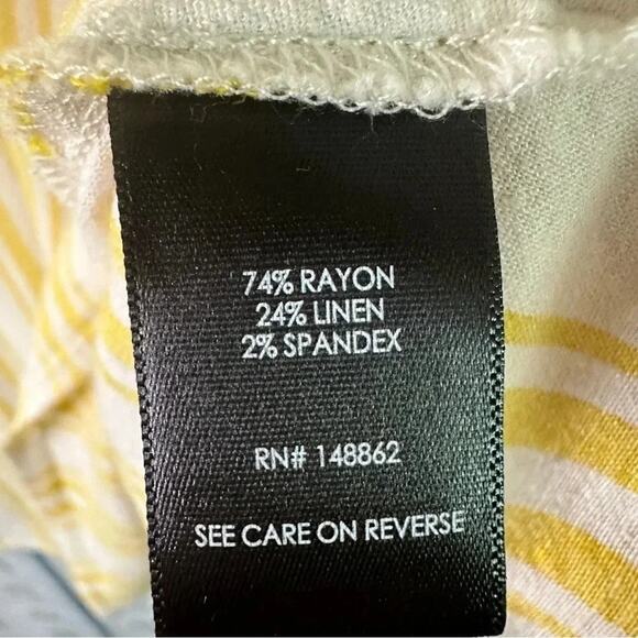 Torrid Yellow Striped Linen Cross Back Short Sleeve Crop Top Plus Size - Picture 8 of 11